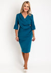 Coco Doll Robi Draped Bodice Midi Dress,Teal