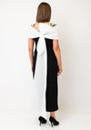 Couture Club Contrast Shawl Bow Back Pencil Dress, Black & Ivory