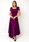 Couture Club Floral Applique Asymmetric Dress, Purple