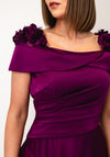 Couture Club Floral Applique Asymmetric Dress, Purple