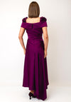 Couture Club Floral Applique Asymmetric Dress, Purple