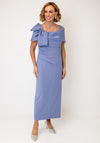 Pearl and Rhinestone Shoulder Pencil Midi Dress, Purple