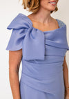 Pearl and Rhinestone Shoulder Pencil Midi Dress, Purple