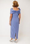 Pearl and Rhinestone Shoulder Pencil Midi Dress, Purple