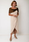 Couture Club Shoulder Detail Midi Dress, Beige and Brown