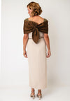 Couture Club Shoulder Detail Midi Dress, Beige and Brown