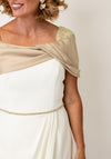 Couture Club Shoulder Detail Midi Dress, White and Gold