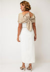 Couture Club Shoulder Detail Midi Dress, White and Gold