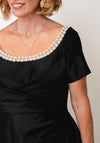Couture Club Peal Neck Cape Detail Dress, Black