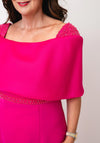 Couture Club Beaded Bow Back Pencil Dress, Fuchsia Pink