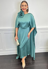 Couture Club Cape Detail Corsage Midi Dress, Green
