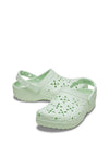 Crocs Womens Classic Floral Cut Out Clogs, Jade Green