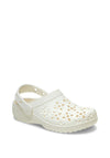 Crocs Womens Classic Floral Cut Out Clogs, Chalk
