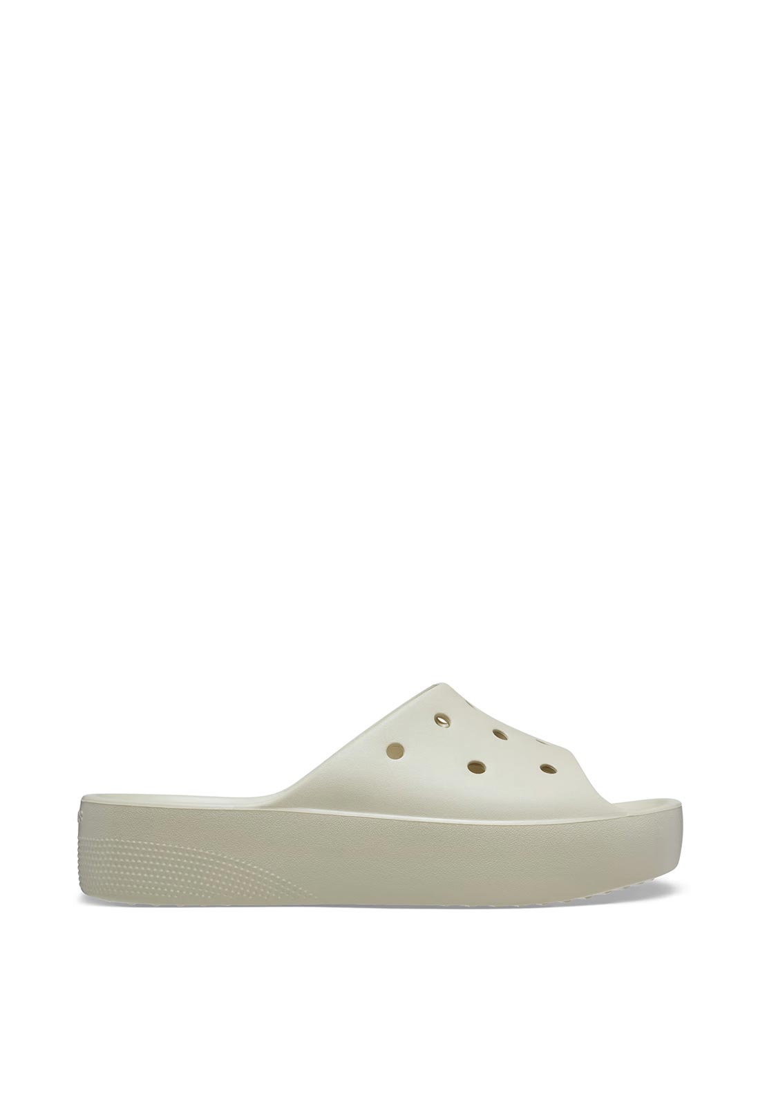 Crocs Womens Classic Platform Slider, Bone