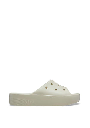 Crocs Womens Classic Platform Slider, Bone