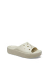 Crocs Womens Classic Platform Slider, Bone
