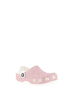 Crocs Kids Classic Glitter Clog, White and Pink