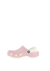 Crocs Kids Classic Glitter Clog, White and Pink