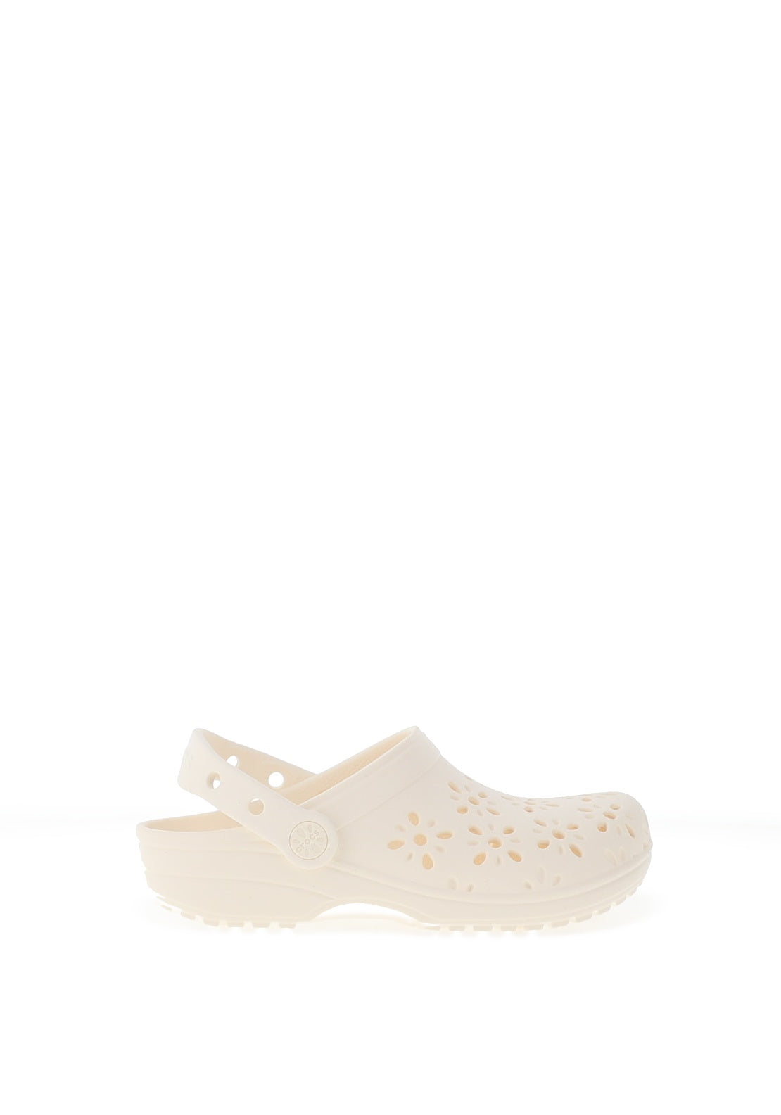Crocs Girls Floral Cut Out Clogs, Off White