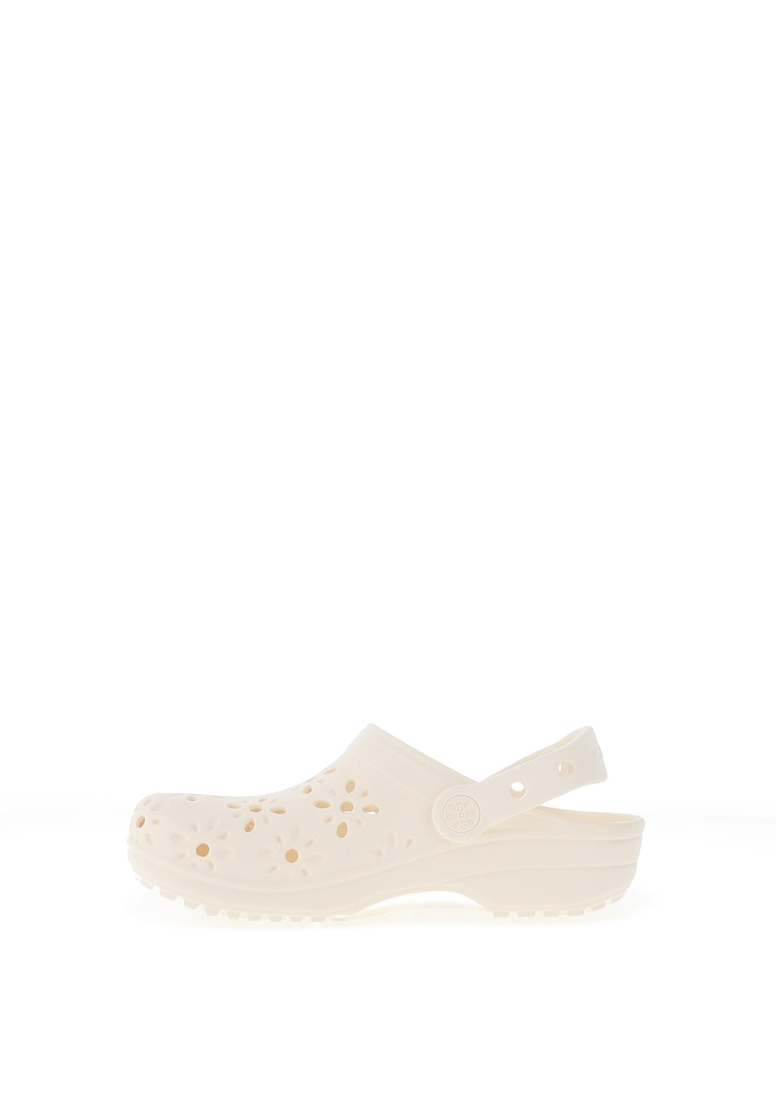 Crocs Girls Floral Cut Out Clogs, Off White