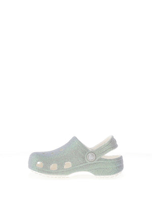 Crocs Toddler Girls Iridescent Glitter Clog, Silver