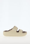 Crocs Womens Classic Cozzzy Sandals, Bone & Mushroom