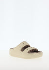 Crocs Womens Classic Cozzzy Sandals, Bone & Mushroom