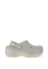 Crocs Glitter Classic Platform Fleece Lined Clogs, Silver