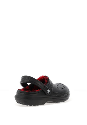 Crocs Classic Fleece Lined Checked Clogs, Black