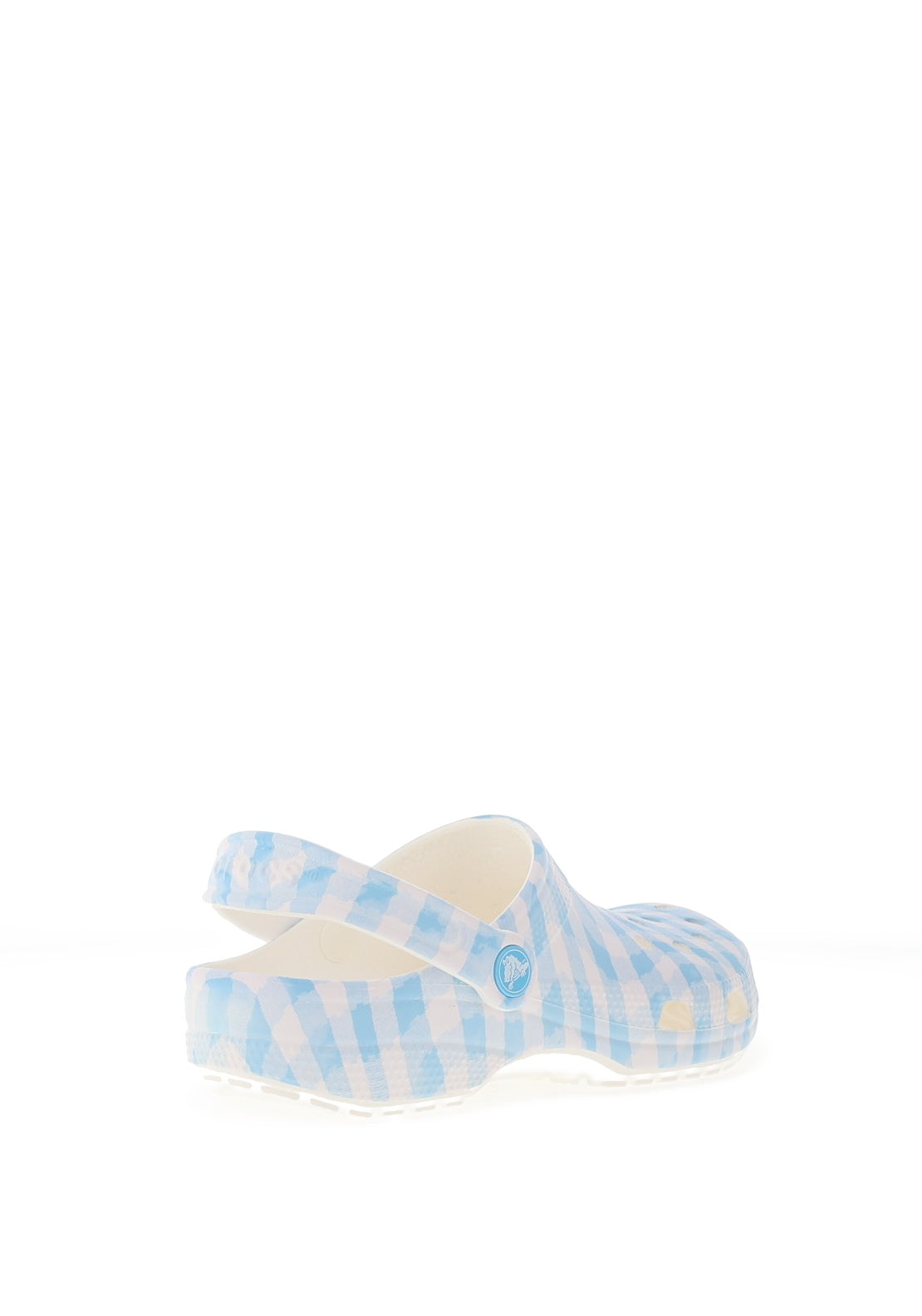 Crocs Womens Classic Gingham Clogs, White & Blue