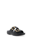 Crocs Womens Saturday Metallic Buckle Sandals, Black