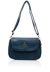 Zen Collection Faux Leather Flap Over Crossbody Bag, Navy