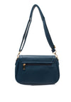 Zen Collection Faux Leather Flap Over Crossbody Bag, Navy