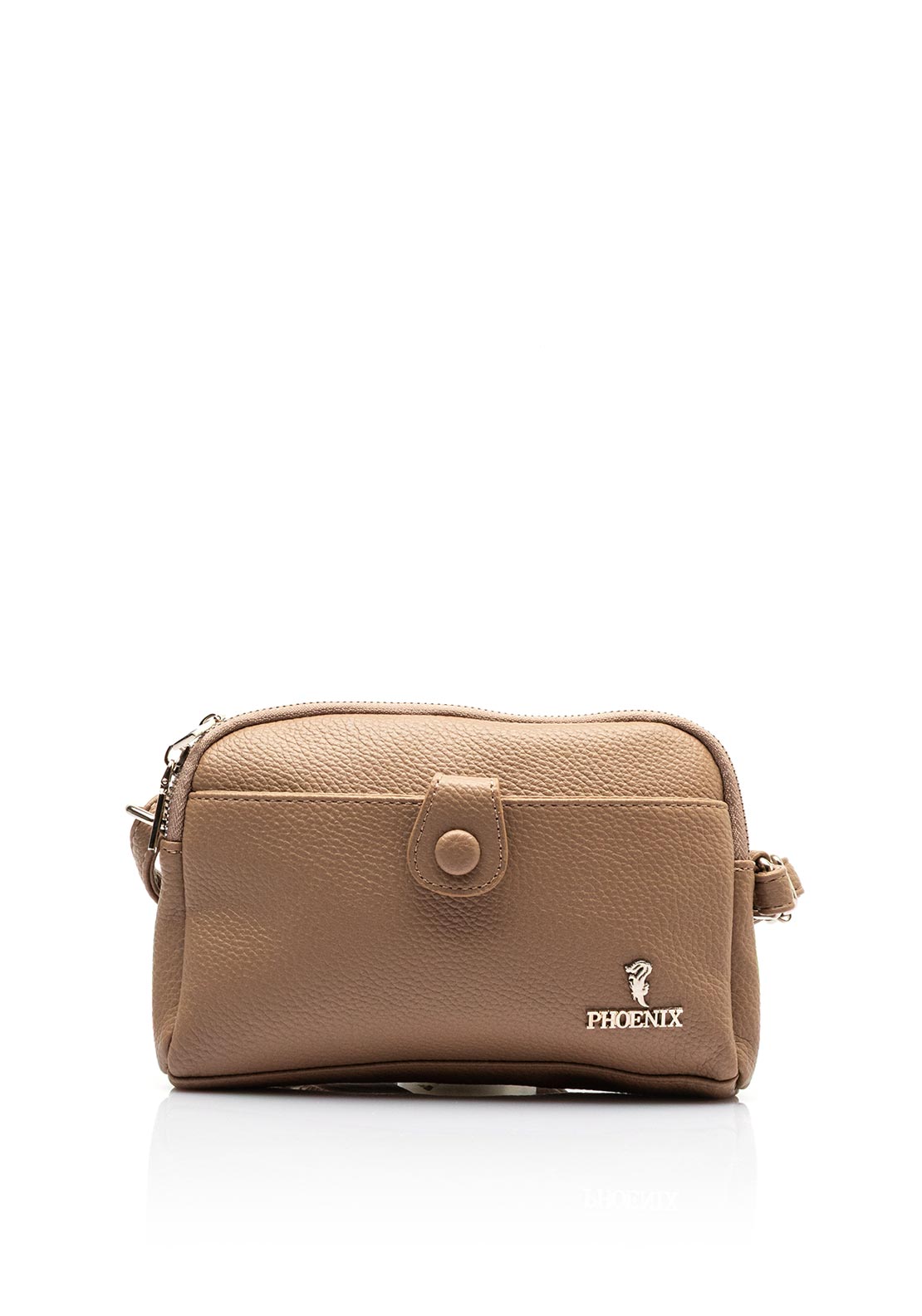 Zen Collection Faux Leather Button Detail Crossbody Bag, Warm Taupe