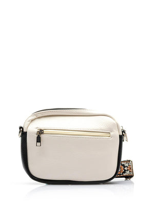 Zen Collection Multi Pocket Crossbody Bag, Off White & Black