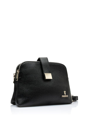 Zen Collection Faux Leather Flap Over Strap Crossbody Bag, Black