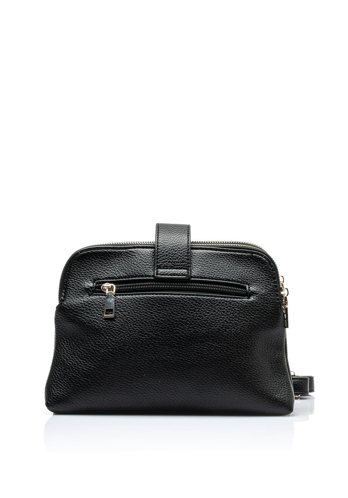 Zen Collection Faux Leather Flap Over Strap Crossbody Bag, Black