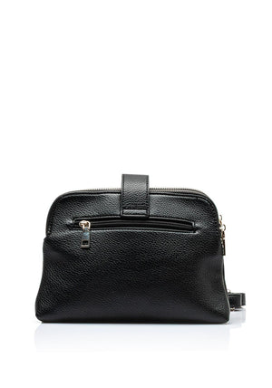 Zen Collection Faux Leather Flap Over Strap Crossbody Bag, Black