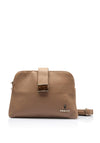 Zen Collection Faux Leather Flap Over Strap Crossbody Bag, Warm Taupe