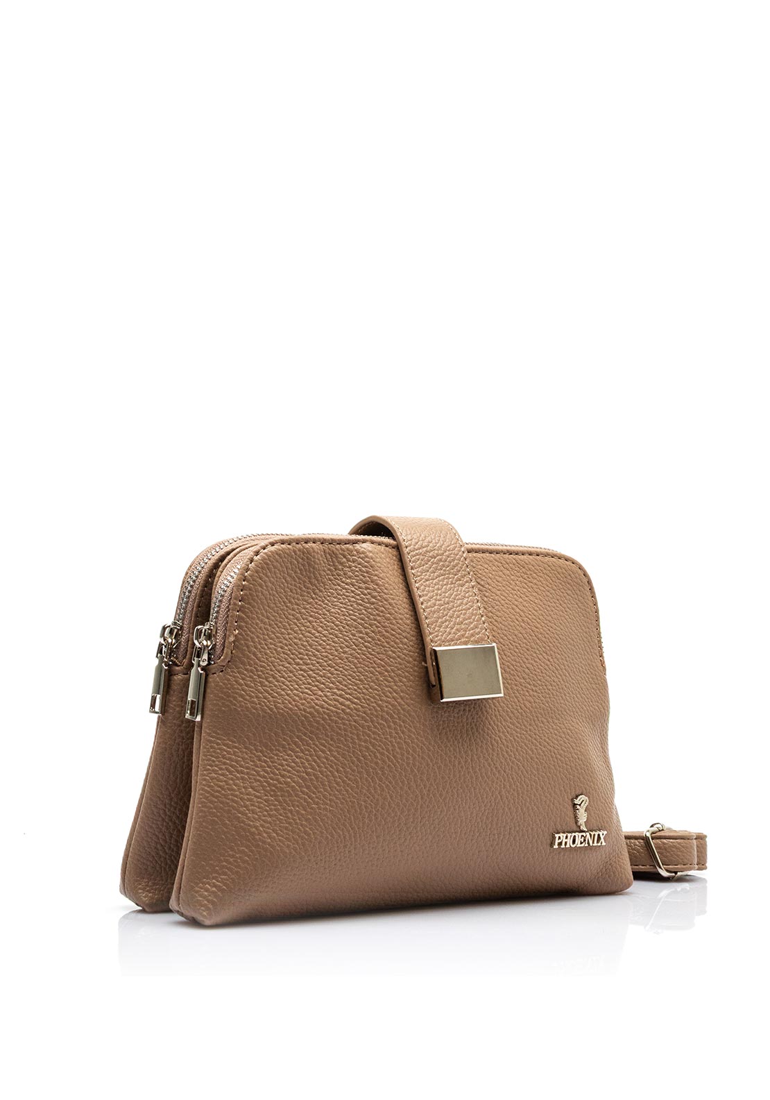 Zen Collection Faux Leather Flap Over Strap Crossbody Bag, Warm Taupe