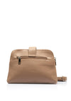 Zen Collection Faux Leather Flap Over Strap Crossbody Bag, Warm Taupe