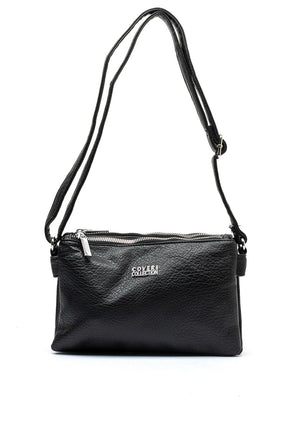 Zen Collection Triple Compartment Crossbody Bag, Black