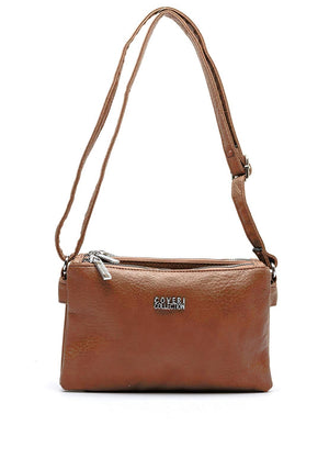 Zen Collection Triple Compartment Crossbody Bag, Brown