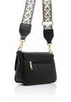 Zen Collection Pebbled Faux Leather Woven Strap Crossbody Bag, Black