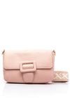 Zen Collection Pebbled Faux Leather Woven Strap Crossbody Bag, Pink