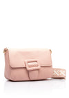 Zen Collection Pebbled Faux Leather Woven Strap Crossbody Bag, Pink