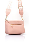 Zen Collection Pebbled Faux Leather Woven Strap Crossbody Bag, Pink