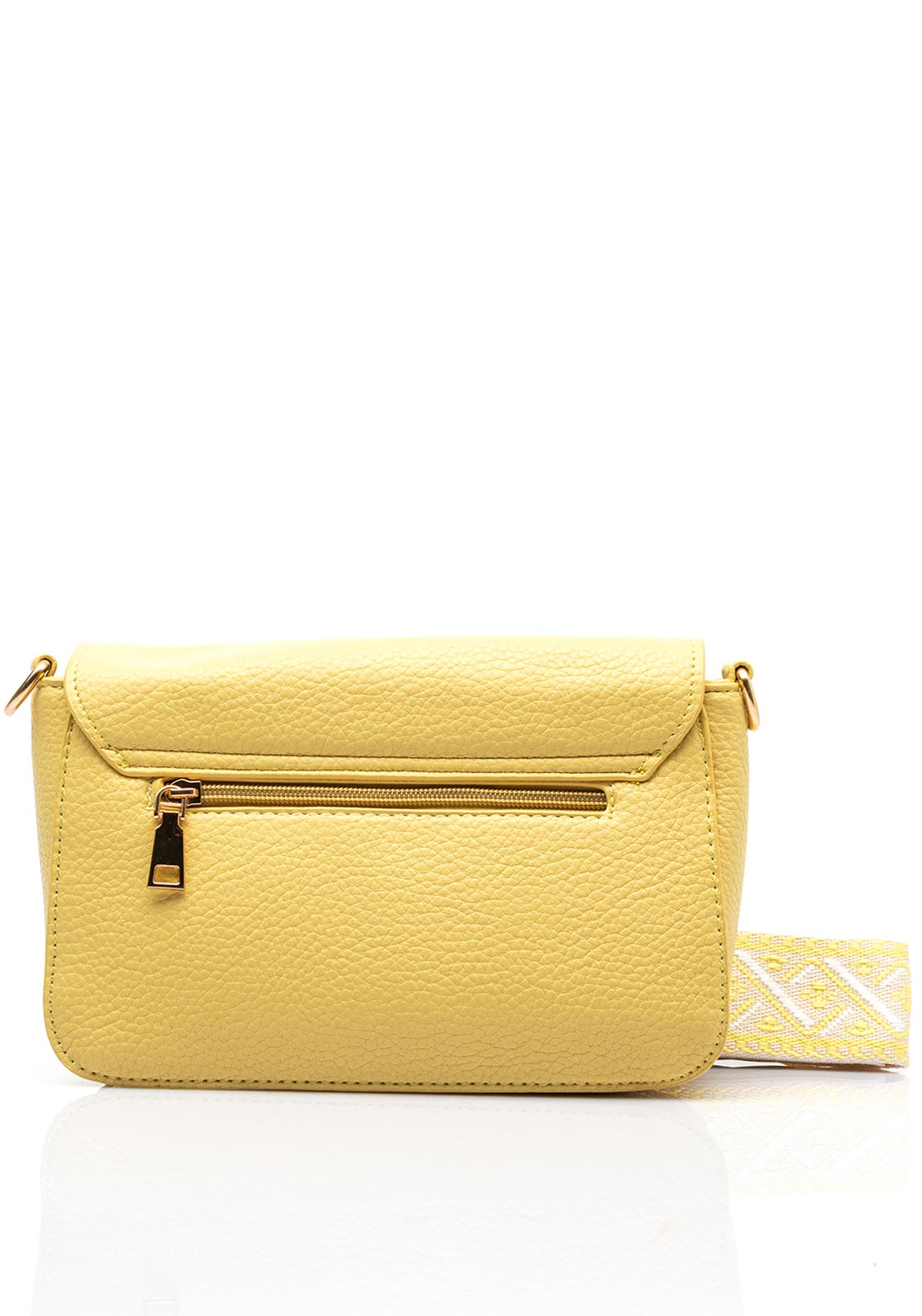 Zen Collection Pebbled Faux Leather Woven Strap Crossbody Bag, Lemon Yellow