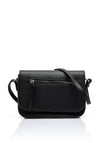 Zen Collection Pebbled Faux Leather Flap Over Small Crossbody Bag, Black