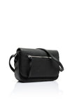 Zen Collection Pebbled Faux Leather Flap Over Small Crossbody Bag, Black